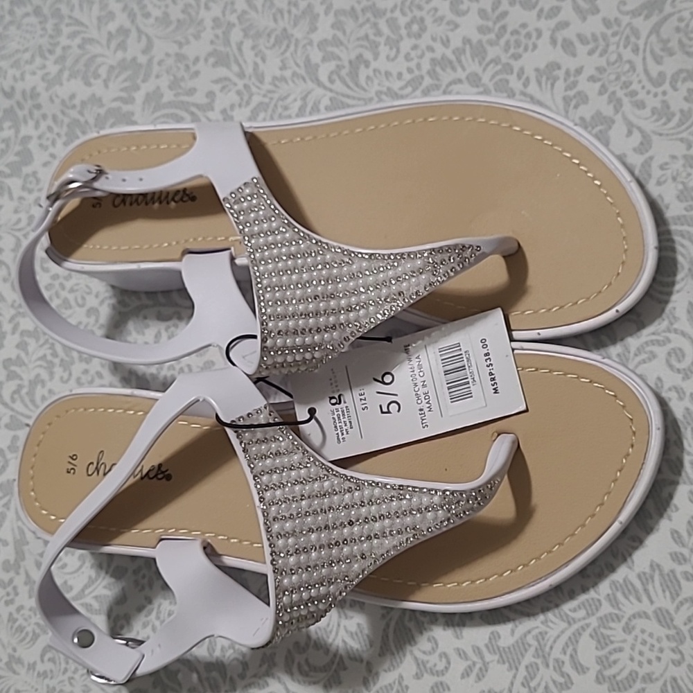 Chatties Cushioned Insole Rhinestone Thong Sandals